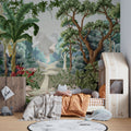 Tapet personalizat jungla amazoniana pentru copii cu peisaj montan si vegetatie tropicala mountain vegetation