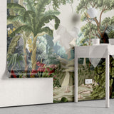 Tapet personalizat jungla amazoniana pentru copii cu peisaj montan si vegetatie tropicala mountain vegetation