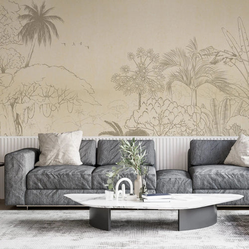 Tapet personalizat natura pentru copii cu flori de papadii mov pe fundal alb purple dandelions