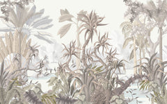 Tapet Personalizat Jungla Amazoniana cu jungla in nuante de verde pal - SOFT BEIGE JUNGLE