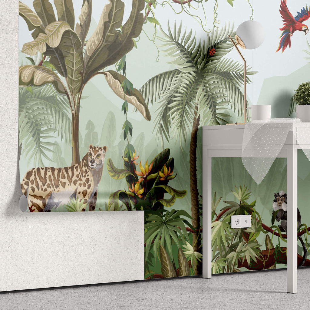 Tapet Personalizat Jungla Amazoniana cu vegetatie de jungla si animale exotice - ANIMALS IN HARMONY