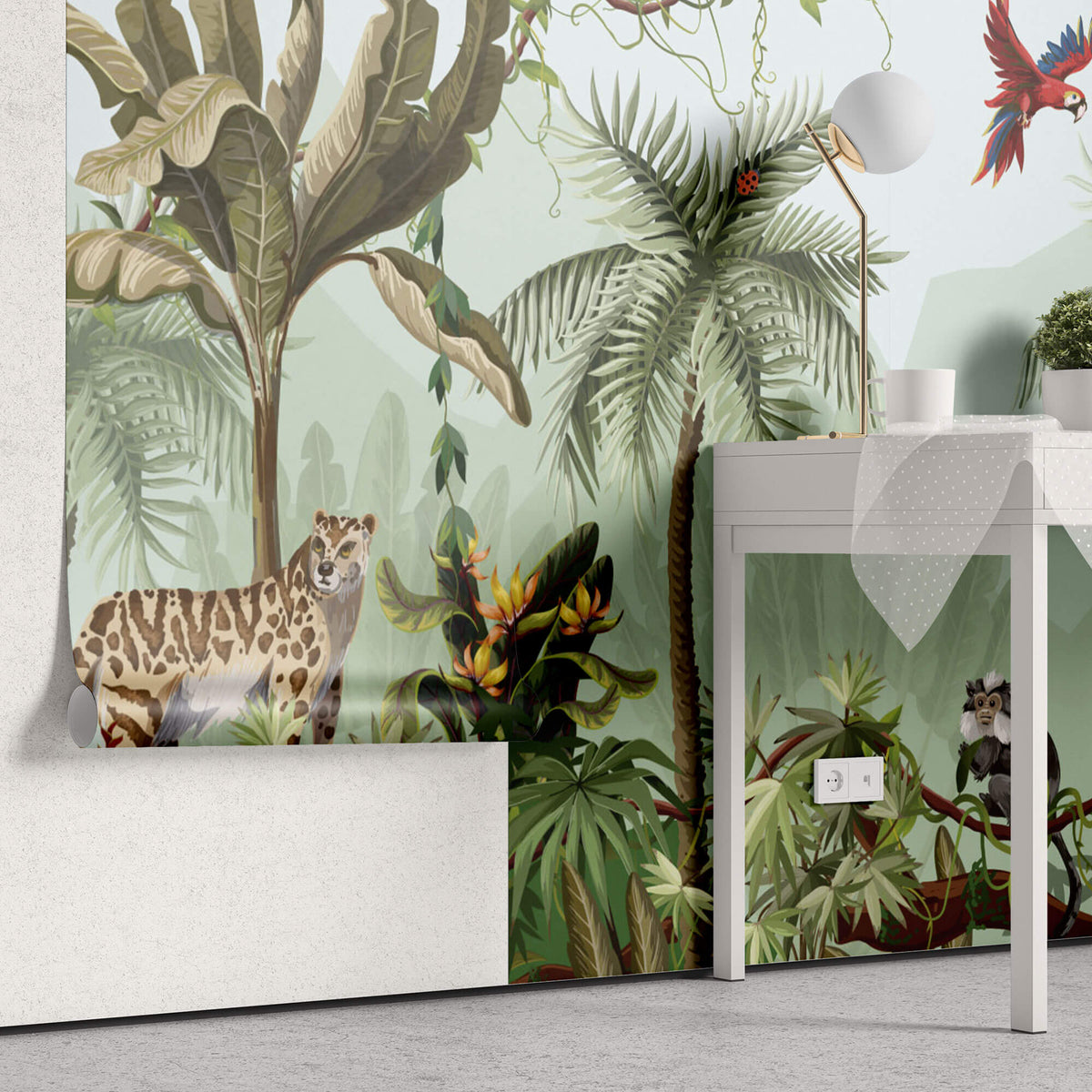 Tapet Personalizat Jungla Amazoniana cu vegetatie de jungla si animale exotice - ANIMALS IN HARMONY