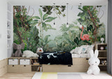 Tapet Personalizat Jungla Amazoniana cu liane vegetatie tropicala si flamingo roz - SURPRISE FLAMINGO