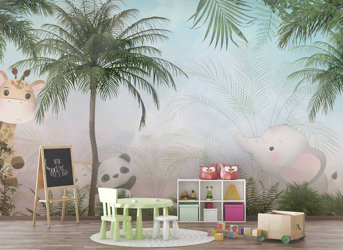Tapet Personalizat Jungla Amazoniana cu animale exotice in jungla amazoniana - EXOTIC BABY ANIMALS