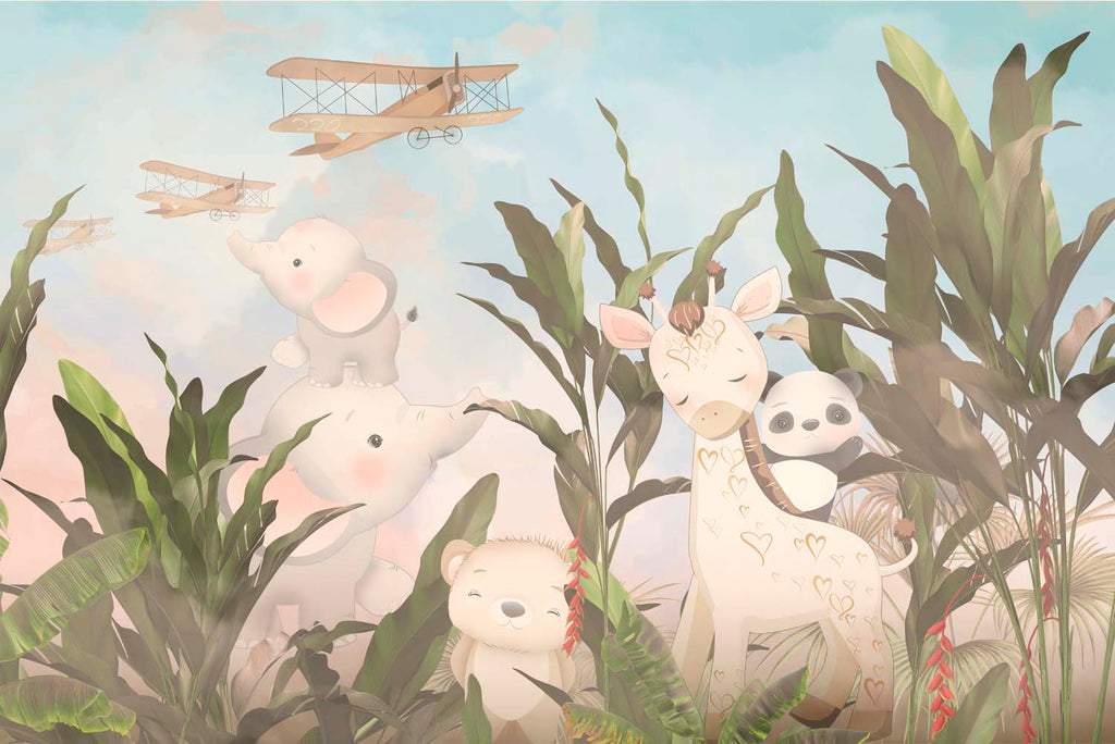 Tapet Personalizat Jungla Amazoniana cu animale exotice si bananier - BANANA LEAF ANIMALS
