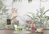 Tapet Personalizat Jungla Amazoniana cu animalute desenate ascunse in vegetatie - DENSE EXOTIC JUNGLE