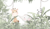 Tapet Personalizat Jungla Amazoniana cu animalute desenate ascunse in vegetatie - DENSE EXOTIC JUNGLE