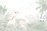Tapet Personalizat Jungla Amazoniana cu animalute in jungla amazoniana in nuante de verde deshis - LIGHT GREEN AMAZON