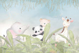 Tapet Personalizat Jungla Amazoniana cu animale si plante tropicale - BANANA LEAVES ANIMALS