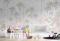 Tapet Personalizat Jungla Amazoniana cu padure de palmieri in nuante estompate si fundal texturat - FADED TEXTURED AMAZON