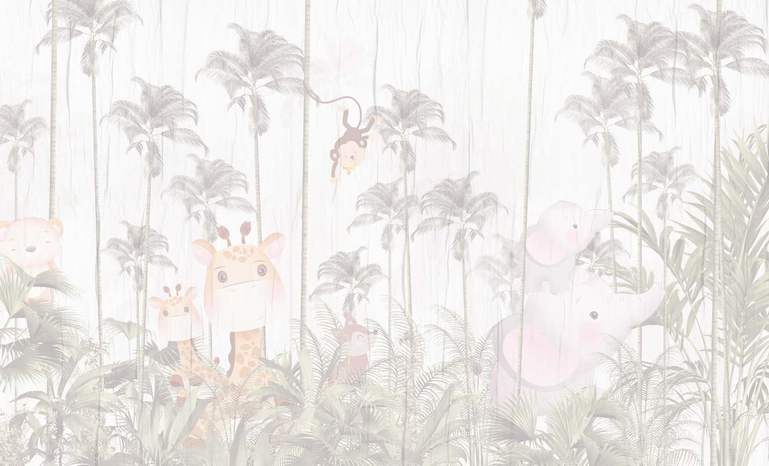 Tapet Personalizat Jungla Amazoniana cu padure de palmieri in nuante estompate si fundal texturat - FADED TEXTURED AMAZON