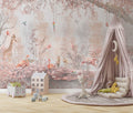 Tapet Personalizat Jungla Amazoniana cu padure in nuante de roz cu flamingo si animale exotice - WARM PINK FOREST