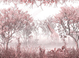 Tapet Personalizat Jungla Amazoniana cu padure in nuante de roz intens si animale exotice - INTENSE PINK FOREST