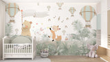Tapet Personalizat Jungla Amazoniana cu animale cantand prin padurea tropcala si baloane cu aer cald pe cer - MUSICAL JUNGLE MARCH
