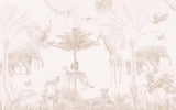 Tapet Personalizat Jungla Amazoniana cu peisaj tropical in nuante de bej estompat - FADED BEIGE JUNGLE