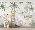 Tapet Personalizat Jungla Amazoniana cu animale care canta si jongleaza printre palmieri - MUSICAL PALMS