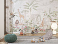 Tapet Personalizat Jungla Amazoniana cu padure tropicala inflorita si animale salbatice - WATERCOLOR EXOTIC ANIMALS
