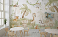 Tapet Personalizat Jungla Amazoniana cu pui de animalute in ilustratie watercolor in nuante calde - WATERCOLOR BABY ANIMALS