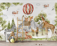 Tapet Personalizat Jungla Amazoniana cu animale salbatice intr-un peisaj montan - MOUNTAIN FOREST ANIMALS