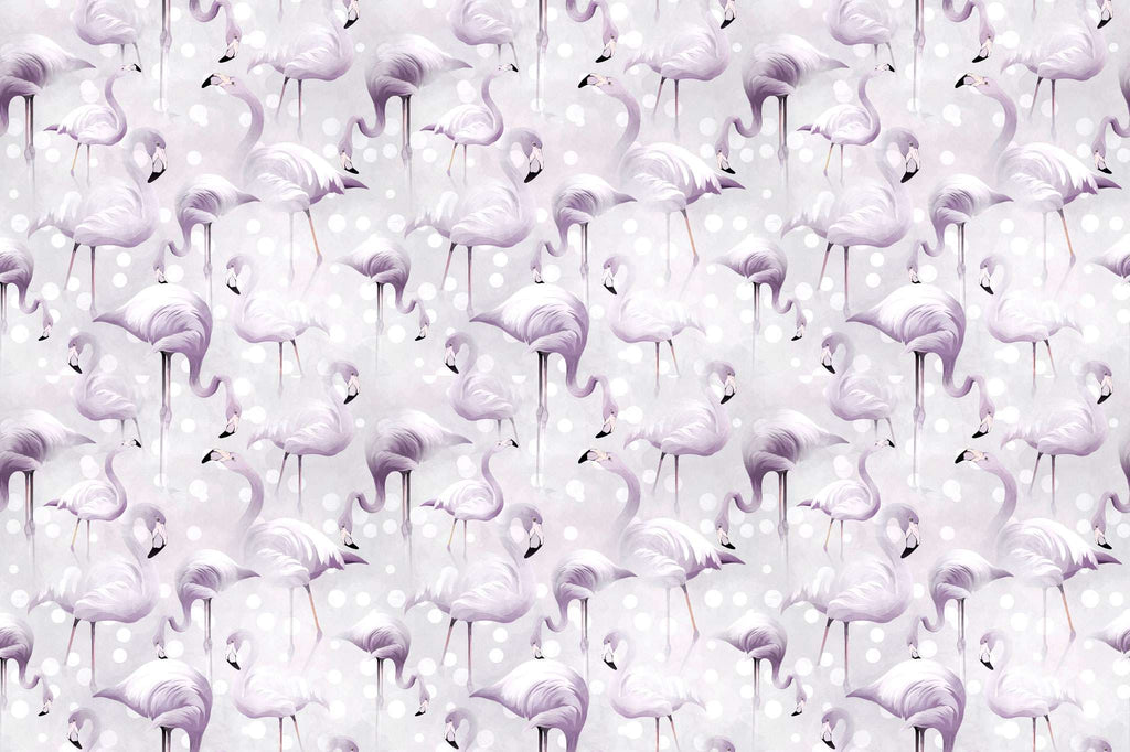Tapet personalizat lumea animalelor pentru copii cu flamingo in nuante lila lavander flamingo