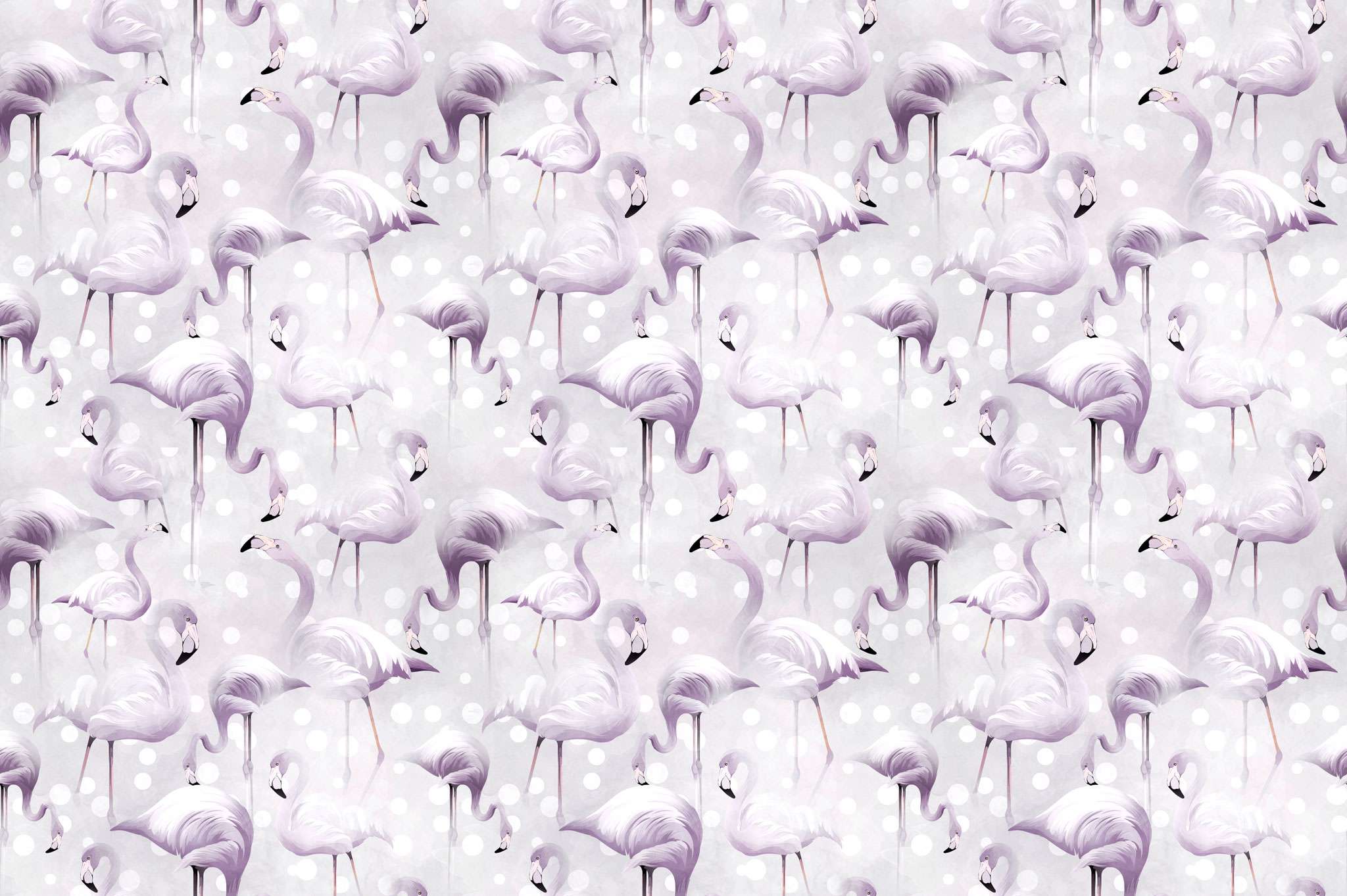 Tapet personalizat lumea animalelor pentru copii cu flamingo in nuante lila lavander flamingo