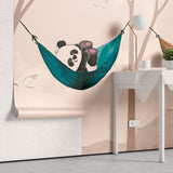 Tapet personalizat lumea animalelor pentru copii cu ursi panda in hamac intr un peisaj montan tropical panda's paradise
