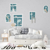 Tapet personalizat lumea animalelor pentru copii cu animale dormind la fereastra dreamy animals