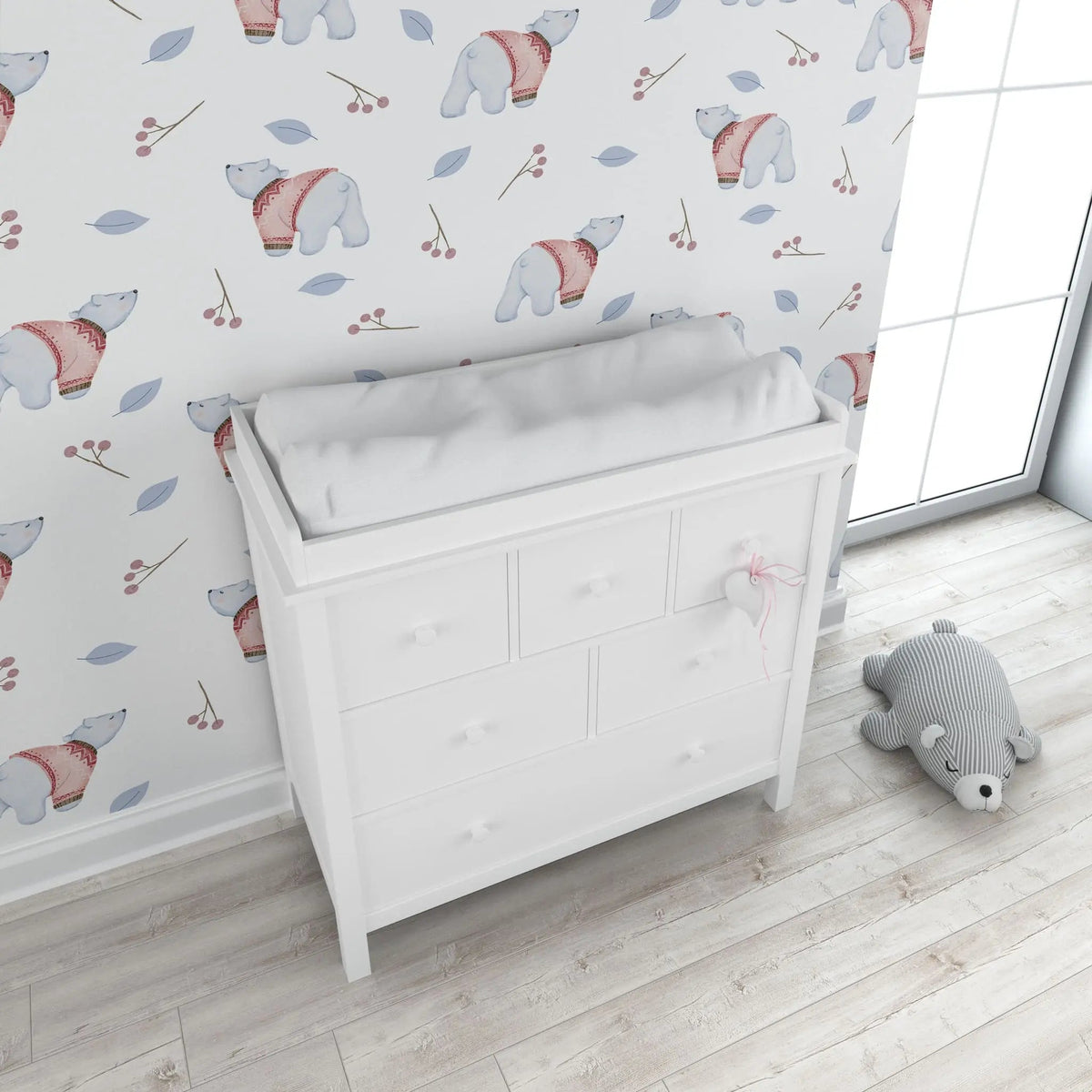 Tapet personalizat lumea animalelor pentru copii cu urs polar simpatic polar bear