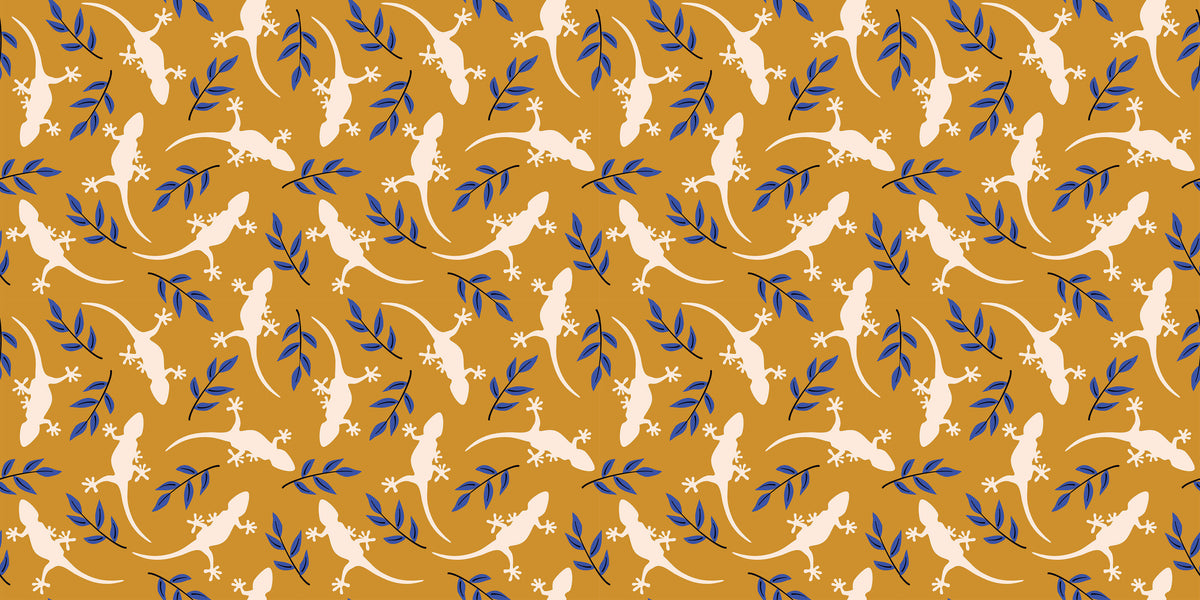 Mustard Lizard Personalised Wallpaper