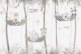 Tapet Personalizat Lumea Animalelor cu familii de animalute exotice in hamace in padurea tropicala - SHARING HAMMOCKS