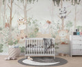 Tapet Personalizat Lumea Animalelor cu ilustratie tropicala cu animalute exotice  - PAINTED ANIMAL FOREST