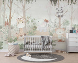 Tapet Personalizat Lumea Animalelor cu ilustratie tropicala cu animalute exotice  - PAINTED ANIMAL FOREST