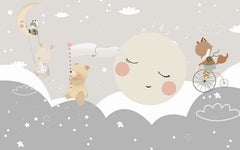 Tapet Personalizat Lumea Animalelor cu animalute mergand pe luna  - MOON WALKING