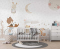 Tapet Personalizat Lumea Animalelor cu animale cantand pe un fundal cu inimioare bej  - BEIGE HEARTS MUSICAL