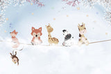 Tapet Personalizat Lumea Animalelor cu animale pe franghie pe cerul albastru printre nori - SPRING SKY