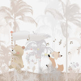 Tapet Personalizat Lumea Animalelor cu animale cantand printre palmierii bej  - BEIGE PALMS LYRICS