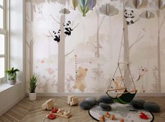 Tapet Personalizat Lumea Animalelor cu ursi panda in copaci  - PANDA BEARS