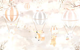Tapet Personalizat Lumea Animalelor cu animale cantand in baloane cu aer cald  - BLISSFULLY SINGING