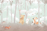 Tapet Personalizat Lumea Animalelor cu animale cantand prin padurea noroioasa  - MUDDY DANCE