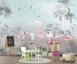 Tapet Personalizat Lumea Animalelor cu animalute prin padurea tropicala in nuante vibrante - HAWAII ANIMALS