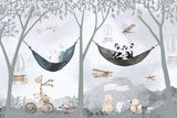 Tapet Personalizat Lumea Animalelor cu animale exotice in hamace intr-un peisaj montan - HAMMOCK PARTY