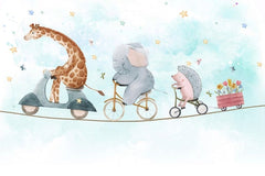Tapet Personalizat Lumea Animalelor cu animale pe franghie si cos cu flori  - FLOWER DELIVERY