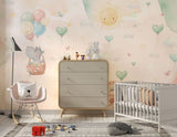 Tapet Personalizat Lumea Animalelor cu animalute si baloane in forma de inima - HEART BALLOONS