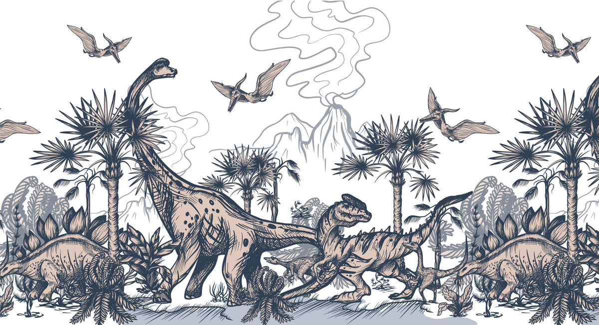 Dino Sketch Personalised Wallpaper