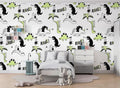 Tapet Personalizat Epoca Dinozaurilor cu dinozauri verzi si negri in stil pattern - DINOSAURUS PATTERN