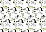Tapet Personalizat Epoca Dinozaurilor cu dinozauri verzi si negri in stil pattern - DINOSAURUS PATTERN