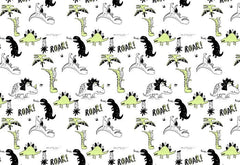 Tapet Personalizat Epoca Dinozaurilor cu dinozauri verzi si negri in stil pattern - DINOSAURUS PATTERN
