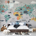 Tapet personalizat micii exploratori pentru copii cu harta lumii a animalelor animal's map