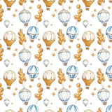 Tapet personalizat micii exploratori pentru copii cu baloane colorate festive aurii si albastre
