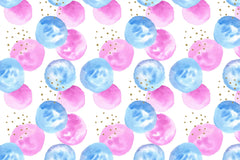 Tapet personalizat inspiratie scandinava pentru copii cu buline roz si albastru watercolor dots